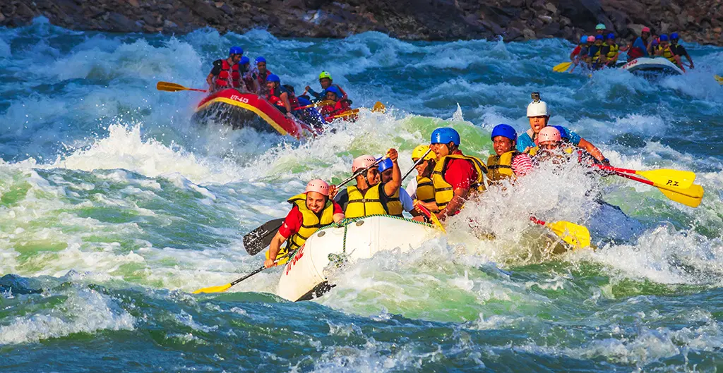 Whitewater rafting adventure on a river